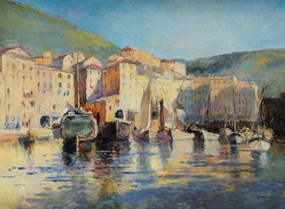 Henri-Pierre PAILLARD (1844-1912) Le port de Camogli Sur sa toile d'origine Signée...