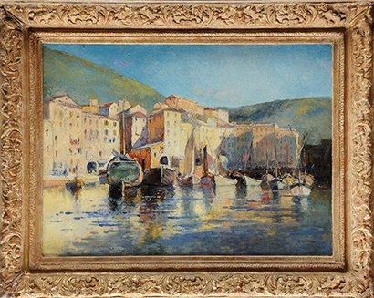 Henri-Pierre PAILLARD (1844-1912) Le port de Camogli Sur sa toile d'origine Signée...
