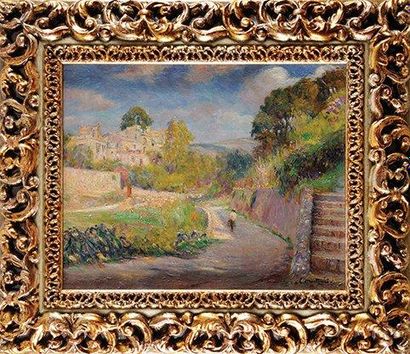 Louis Agricol MONTAGNE (1879-1960) Village dans le Midi Sur sa toile d'origine Signée...