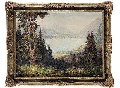 Otto Eduard PIPPEL (1878-1960) Vue du Lac de Tegernsee Sur sa toile d'origine Signée...