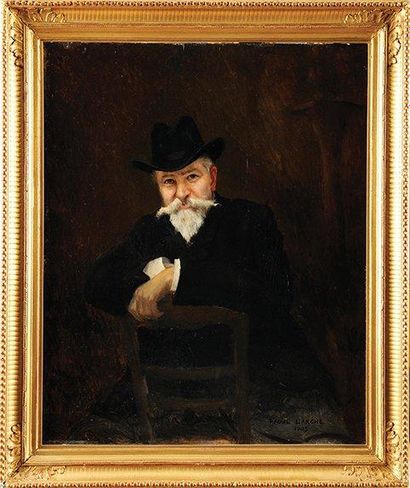 Raoul François LARCHE (1860-1912) Portrait de Monsieur Larche Huile sur panneau Signéet...