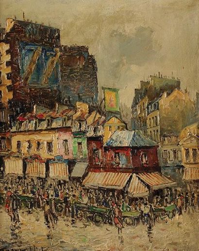 FRANK-WILL (1900-1951) Les Grands Boulevards Sur sa toile d'origine Signée en bas...