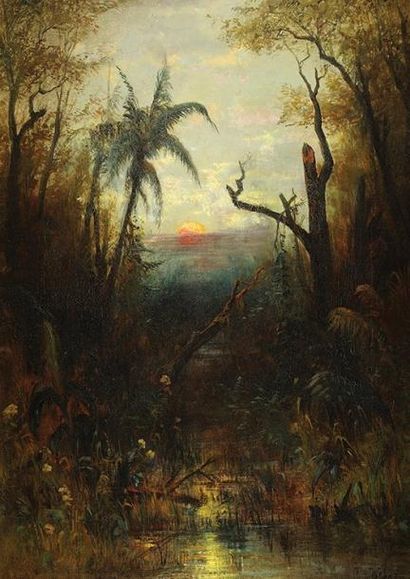 Gottlieb Daniel Paul WEBER (1823-1916) Paysage tropical d' Amérique du sud Sur sa...