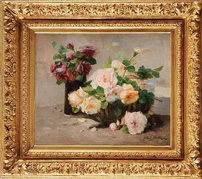 Gilbert MARTIN (XIXème siècle) Bouquet de fleurs Sur sa toile d'origine Signée en...