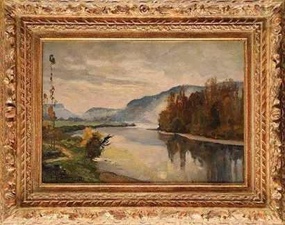 Louis Alexandre CABIE (1854-1939) Paysage à la rivière Sur sa toile d'origine Signée...