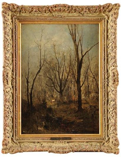 Anton WINDMAIER (1840-1896) Paysage automnal Huile sur toile (doublée) Signée en...