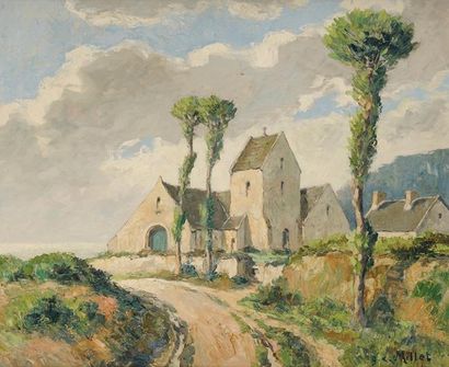 Jean-Charles MILLET (1892-1944) Vue de cloître Sur sa toile d'oirigine Signée en...