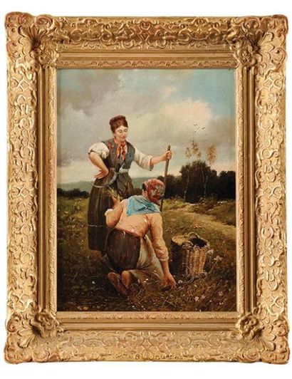 Philippe PAVY (1860-?) Les Glaneuses Sur sa toile d'origine Signée et datée 1879...