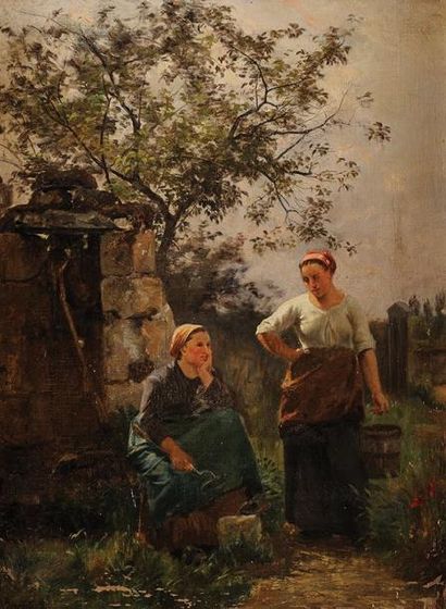 Charles Joseph BEAUVERIE (1839-1923) Femmes au puit Sur sa toile d'origine Signée...