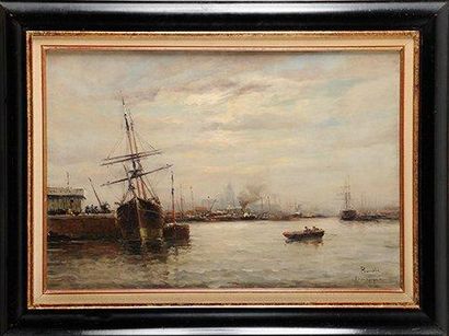 Amélie BURDIN (1834-?) Le Port de Dunkerque Sur sa toile d'origine Signée et titrée...