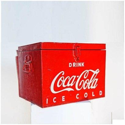 null Glacière COCA-COLA en métal laqué rouge avec intérieur en tôle galvanisée étanche....