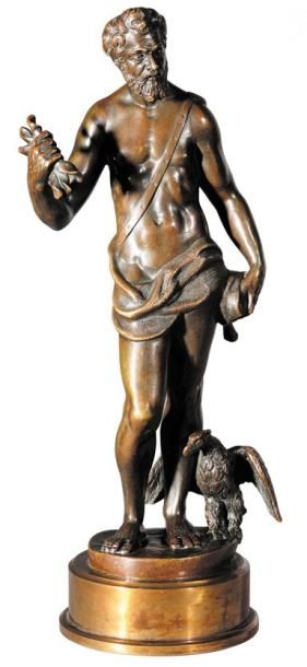 null GROUPE en bronze patiné d?après A. Vittoria, représentant Jupiter tenant des...