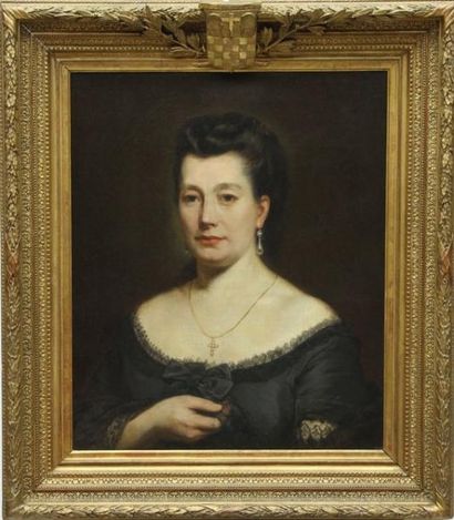 ECOLE FRANCAISE du XIXème siècle, dans le goût de Gustave COURBET Portrait de femme...