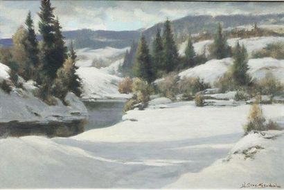 Willy GROS-GAUDENIER (XXème siècle) Paysage de Montagne Huile sur toile 54 x 81 cm...