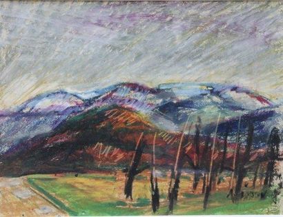 Jean VINAY (1907-1978) Vue de collines Pastel sur papier signé en bas à droite 19...