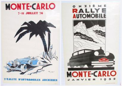 null Lot de 2 affiches «11ème rallye automobile Monte Carlo» et «2éme rallye automobiles...