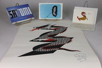 Mounet SATOMI (1904-1922) Ensemble de deux lithographies, onze cartes postales, deux...