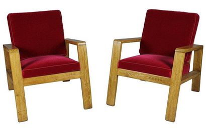 Jean ROYERE (1902-1981) - Années 1950/1960 Paire de fauteuils, dossiers et assises...