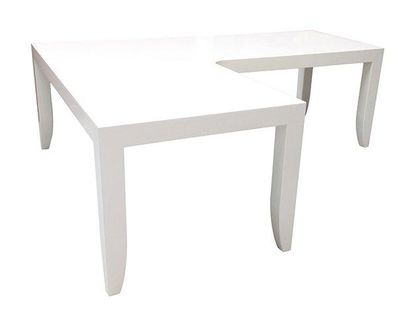 null Grande table bureau avec retour en bois laqué blanc Travail contemporain H:...