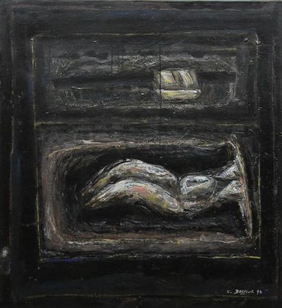 Ernest BRELEUR (né en 1945) Abstraction Huile sur toile Signé en bas à droite et...