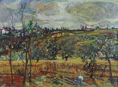 Yves COMMERE (1920-1986) Les blés Huile sur toile Signé en bas à droite 48x63cm