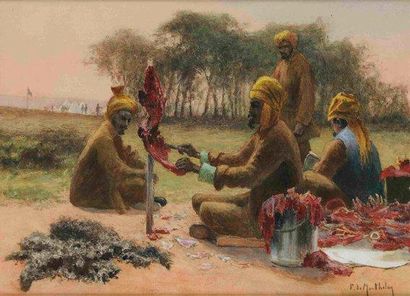 François Richard de MONTHOLON (1856-1940) Bouchers indiens, camp britannique des...