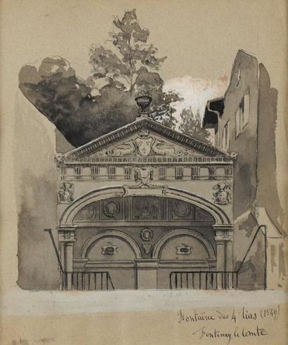 François Richard de MONTHOLON (1856-1940) La Fontaine des 4 Lilas, Fontenay-le-Comte,...
