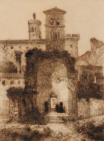 François-Marius GRANET (1775-1849) Le Temple de Vénus, l'Eglise Santa Teresa, en...