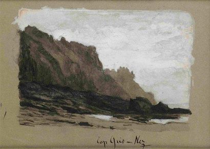 François Richard de MONTHOLON (1856-1940) Le Cap Gris-Nez au soir, 1897 Crayon, plume...