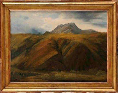 Théodore ROUSSEAU (1812-1867) Paysage d'Auvergne Huile sur papier marouflé sur toile...