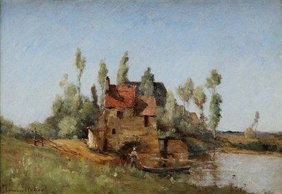 Paul Désiré TROUILLEBERT (1829-1900) Pêcheur et sa barque Sur sa toile d'origine...