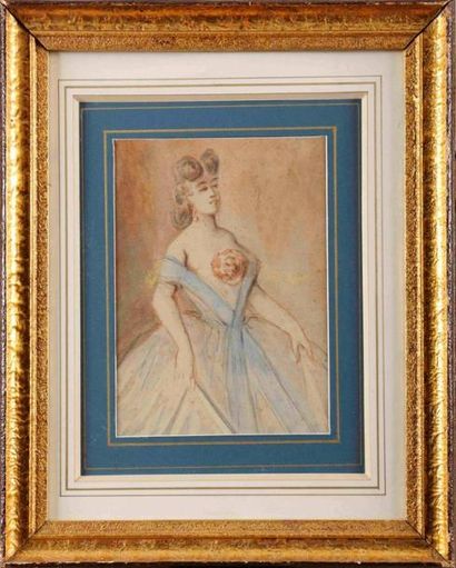 Constantin GUYS (1802/05-1892) Lorette en tenue de bal Crayon et lavis 24 x 17 cm...