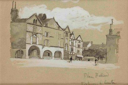 François Richard de MONTHOLON (1856-1940) La Place Belliart, Fontenay-le-Comte, Vendée,...