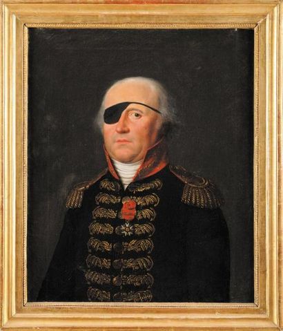 École FRANÇAISE du début du XIXe siècle «Portrait d'un capitaine de vaisseau, borgne....