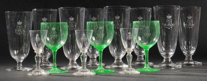 null Service de la maison de l'Impératrice Eugégnie Ensemble de 14 verres en cristal...
