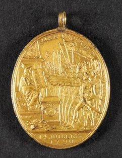  Médaille ovale du Pacte Fédératif 14 juillet 1790, par Dupré En bronze doré. Ht:...