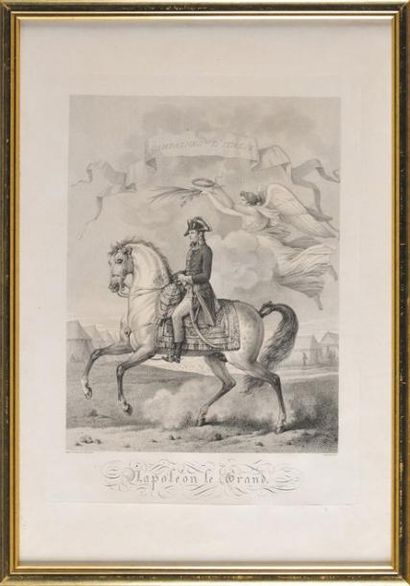 Carle VERNET (d'après) Campagne d'Italie- Napoléon le Grand Gravure XIXe siècle Sous-verre,...