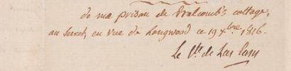  SAINTE-HÉLÈNE. - LAS CASES (Emmanuel Auguste Dieudonné de). Lettre signée «Le Cte...