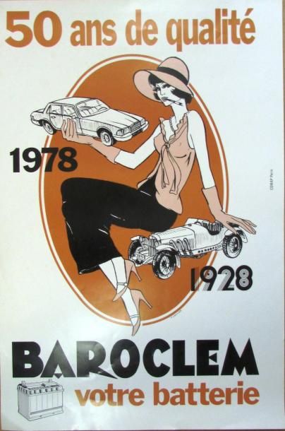 null Affiche publicitaire Baroclem de 1978 célébrant le cinquantenaire de la marque,...