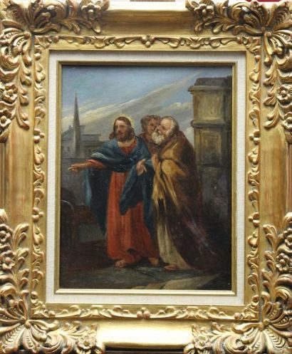 ECOLE FRANCAISE DU XIXème siècle Scène Religieuse Huile sur toile 36 x 27 cm