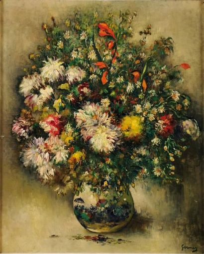Paul élie gernez (1888-1948) Bouquet de fleurs Huile sur toile Signée en bas à droite...