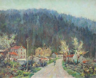 Charles Henri VERBRUGGHE (1877-1974) Gerardmer, Bout du Lac, Vosges Huile sur isorel...