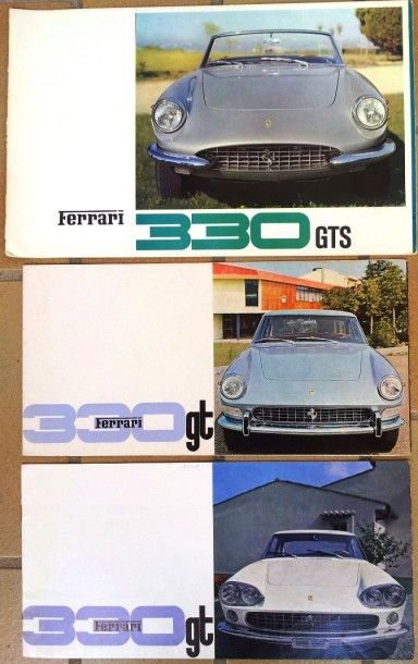 FERRARI 330 GTS, 330 GTC, 330 GT et 330 GT 2ème série : belle suite de 4 documentations....
