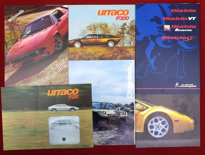 Lamborghini Ensemble de 4 documents comprenant Urraco P300 (8p, 4 langues), P250...