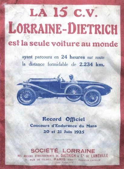 1925 LORRAINE-DIETRICH Type B3/6 Modifié Numéro de série : 122.901
Carte grise de...