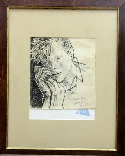 Edouard MAC AVOY (1905-1991) Portrait de jeune garçon Dessin Signé en bas à droite,...