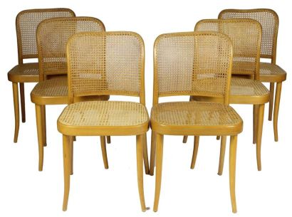 THONET Suite de six chaises cannées en bois courbé 82 x 44 x 37 cm