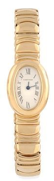 CARTIER Modele MINI BAIGNOIRE - CASQUE D'OR MONTRE en or jaune, boitier oval, cadran...