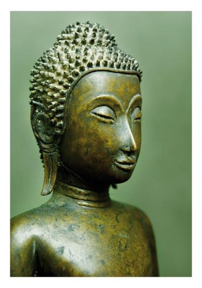  Thaïlande période Ayuthya 18 ème siècle. Statuette de bouddha debout en bronze à...
