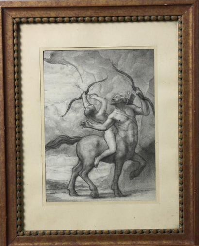 ECOLE FRANCAISE fin XIXeme SIECLE Centaure Dessin 22 x 16 cm (à vue)
